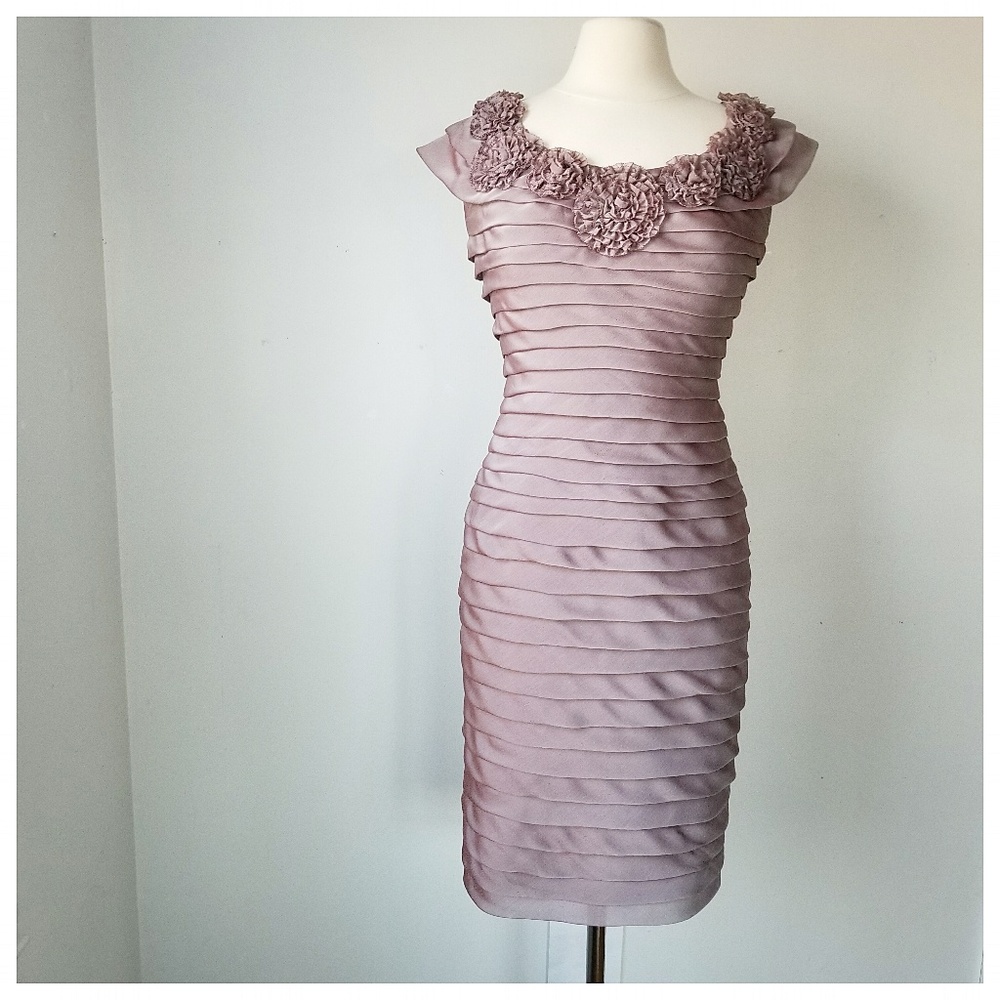 Adrianna Papell  Pleated Sheath SZ 4/S